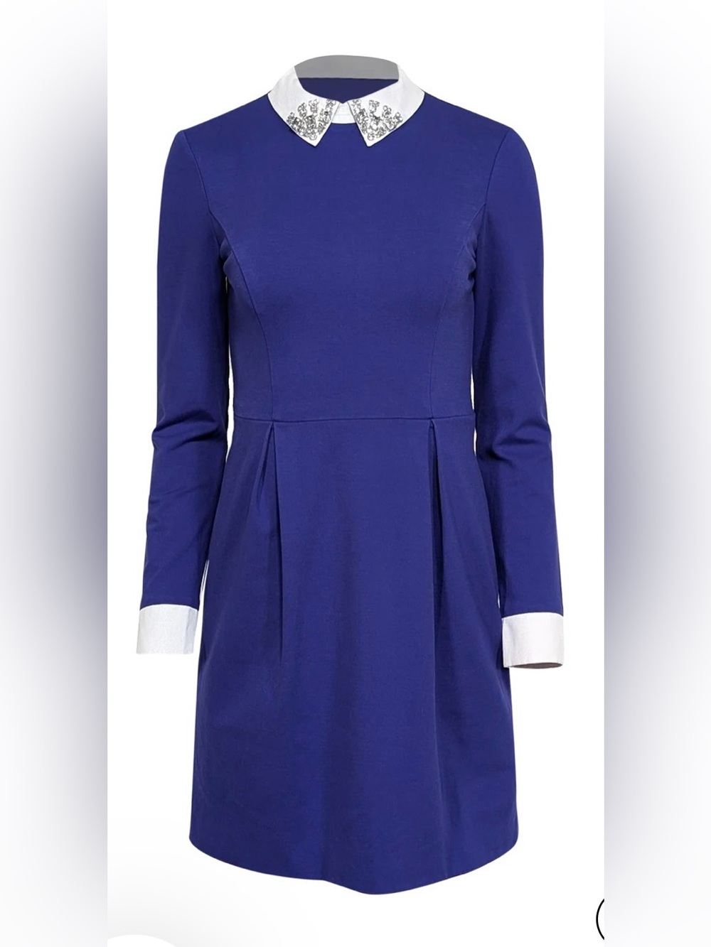 Ted baker moons 2 us 4-6 Blue Long-Sleeve Dress Embellished White Collar